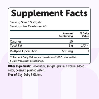 R Alpha Lipoic Acid 600mg with Coconut Oil